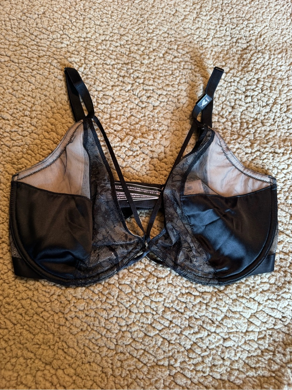 Victoria's Secret Black Lace & Satin Underwire Bra